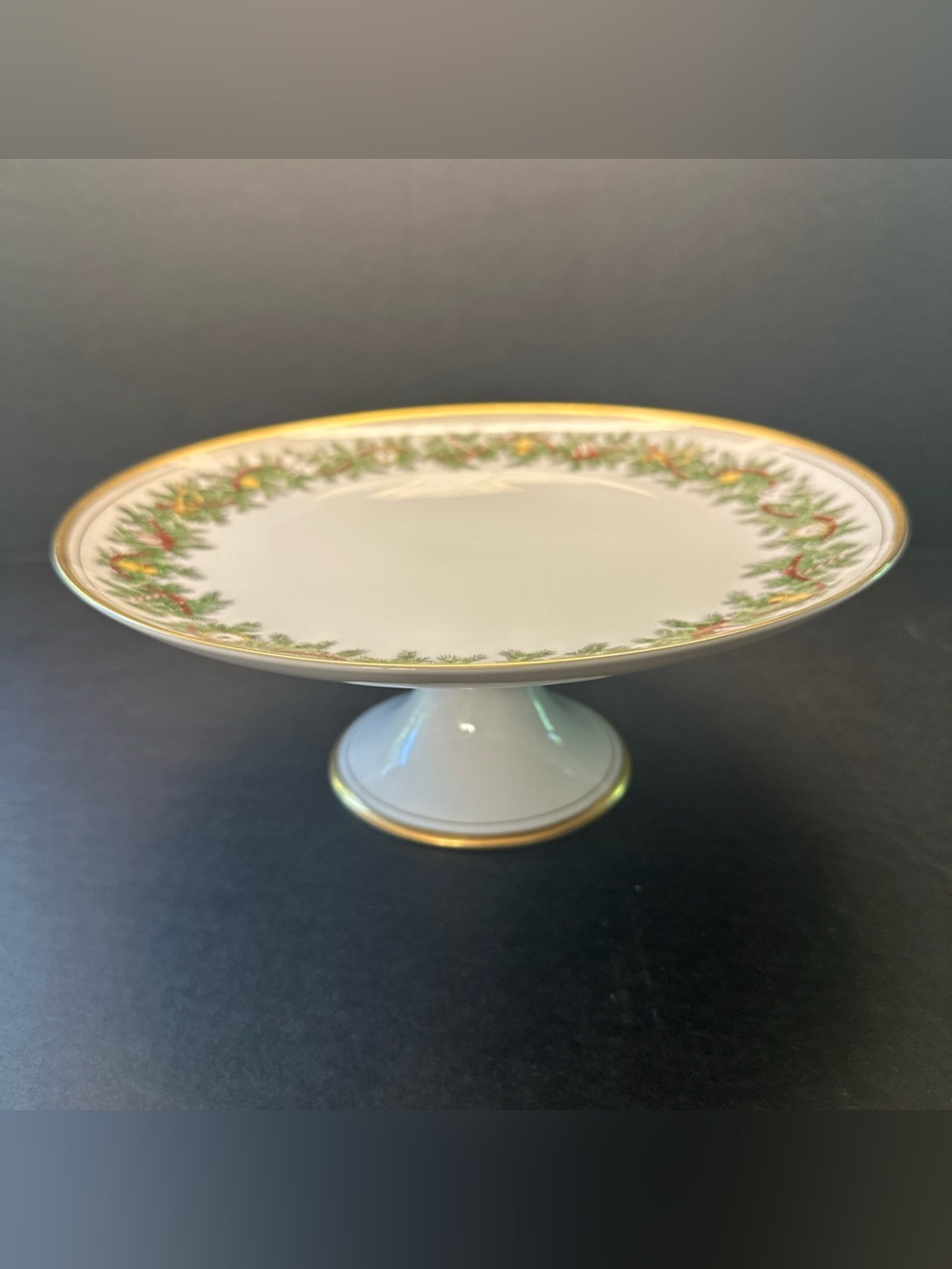 Vintage Fitz & Floyd St Nicholas Pedestal Cake Stand Christmas Serving Dish 10"